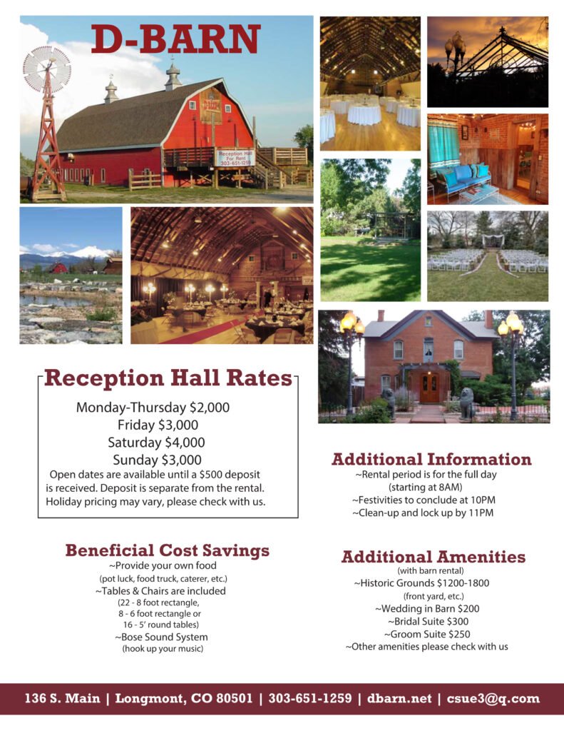 D-Barn Reception Hall Rates